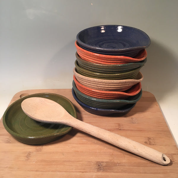 Avocado Set of 2 Spoon Rests, Handmade Ceramic Kitchen Accessories